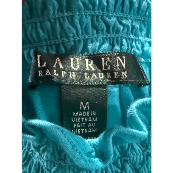 Ralph Lauren Off-the-Shoulder Peasant Blouse –Women’s M–Turquoise Blue - Picture 7 of 8